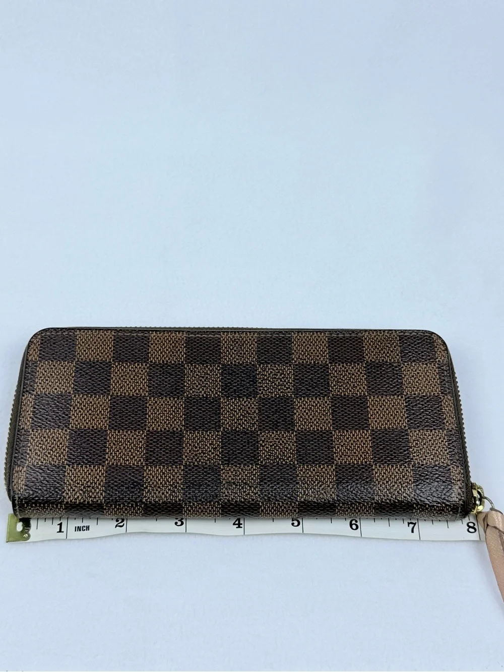 Authentic LOUIS VUITTON Damier Ebène Zip-Around Ballerine Pink Interior